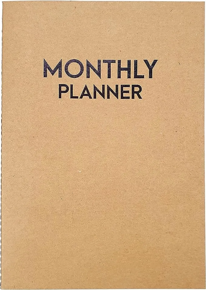 Undated Medium Monthly Planner - Blank Calendar Book and Organizers 5.5 x 8.5 Inches - Kraft