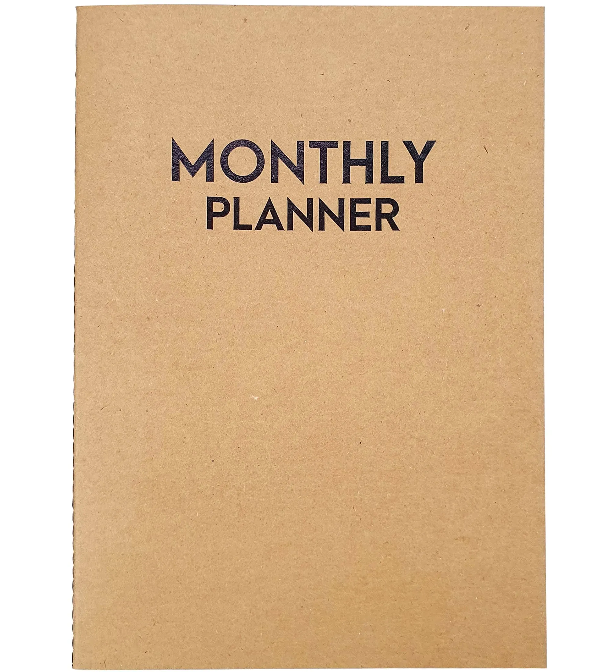 Undated Medium Monthly Planner - Blank Calendar Book and Organizers 5.5 x 8.5 Inches - Kraft