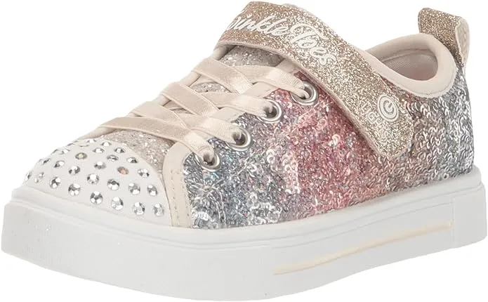 "Girls' Skechers Little Kid Sparkle Sequins So Bright Twinkle Toes Light-Up Sneakers"