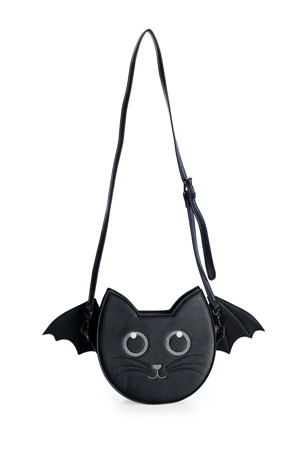 Lost Queen Women&#039;s Wendigo Shoulder Bag Cute Black Cat Bat Crossbody Purse