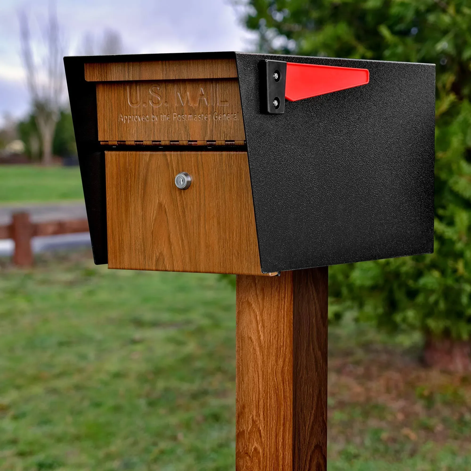 Mail Boss Mail Manager Locking High-Security Mailbox, Wood Grain