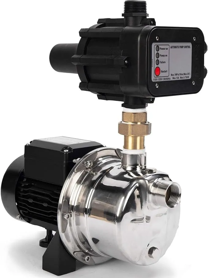 BACOENG Auto ON/OFF Stainless Steel Water Pressure Booster Pump w/Smart Controller for Tankless Water Supply Pressurization