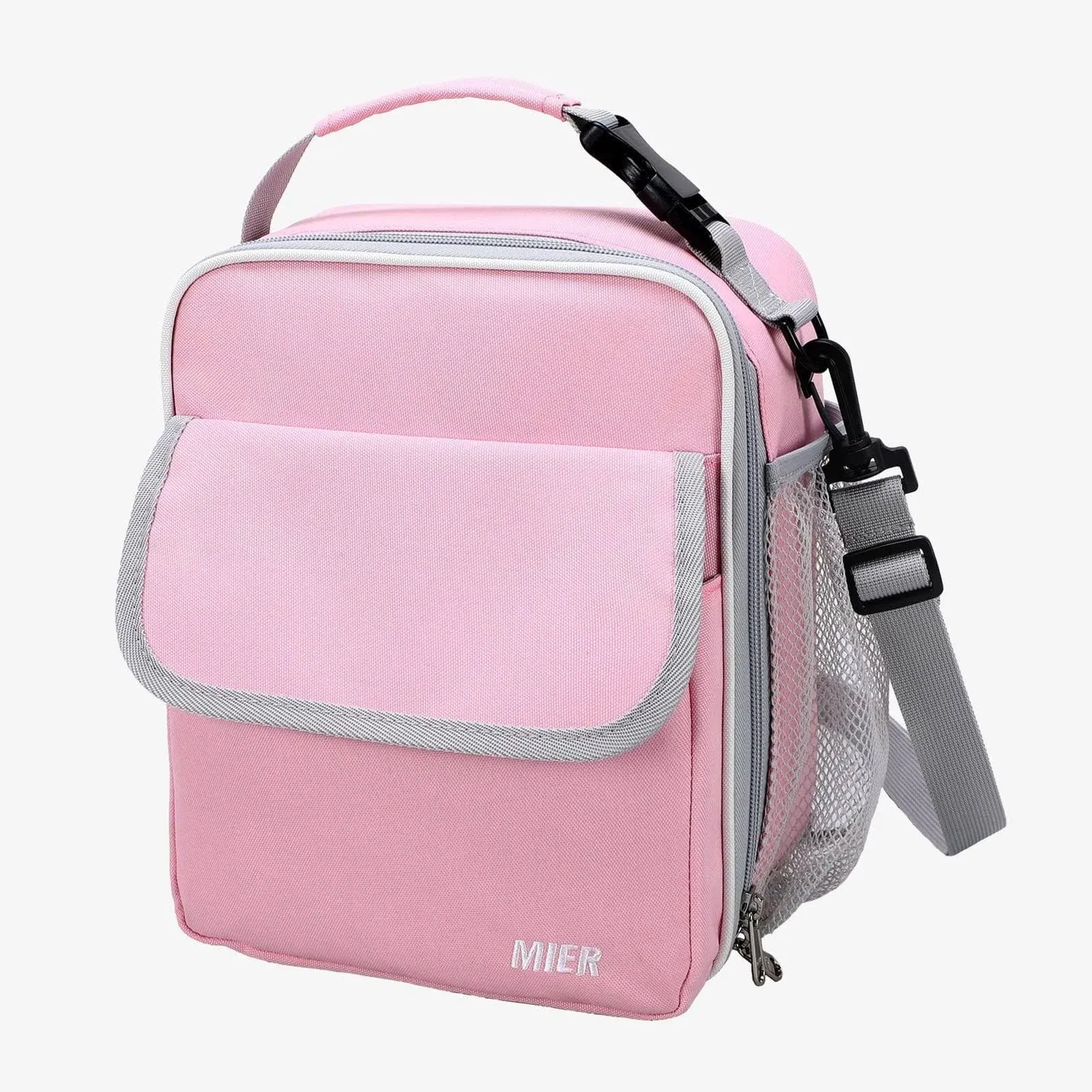 MIER Lunch Box for Kids Insulated Lunchbox Bag Totes for Teens Boys Girls Small Lunch Bags for Adult Men Women with Shoulder Strap and Bottle Pocket, Pink