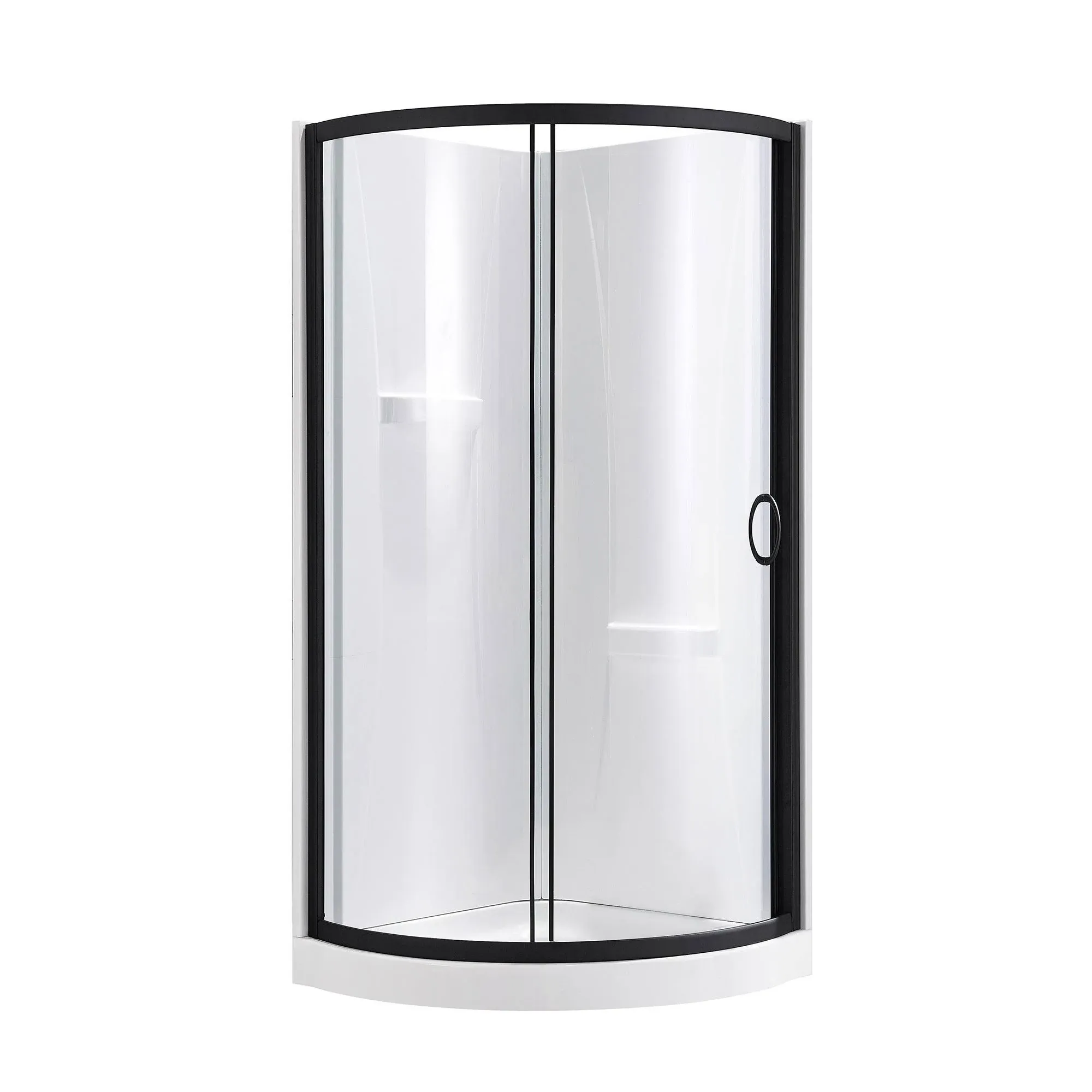 Ove Decors Breeze 34 in. Black Shower Kit with Clear Glass Panels, Walls and Base