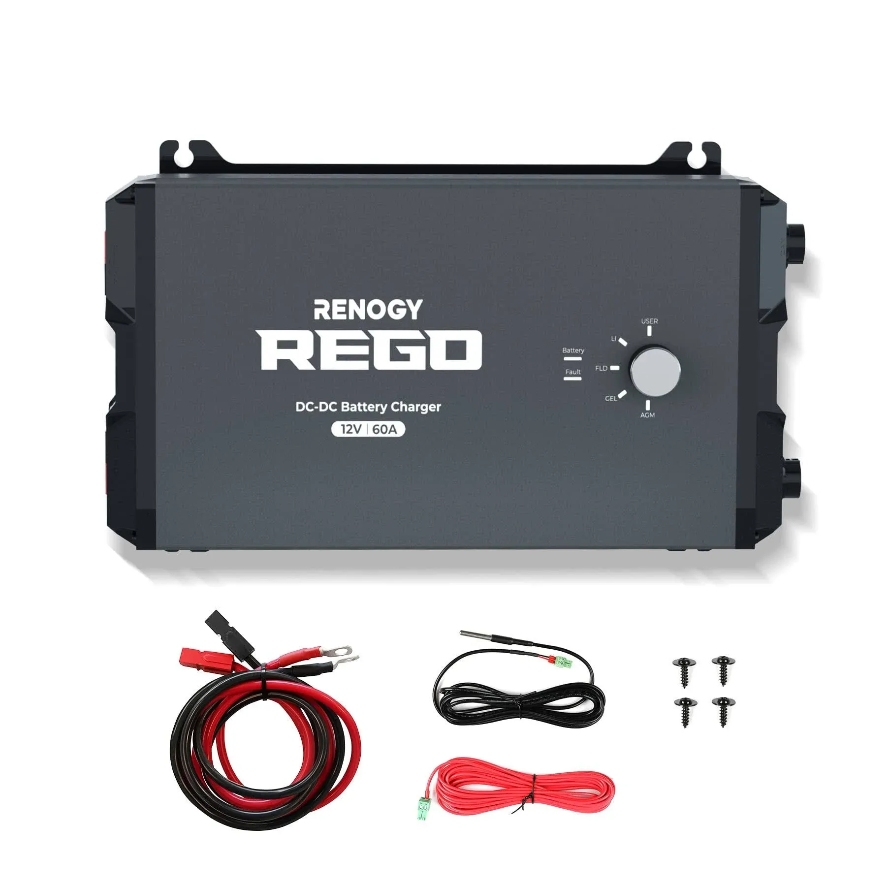 Renogy REGO 12V 60A DC-DC Plug and Play Battery Charger Built-in Bluetooth Module, Compatible with Traditional and Smart Alternators, for Gel, AGM, and Lithium Battery in RVs, Cars, Boats, Yachts