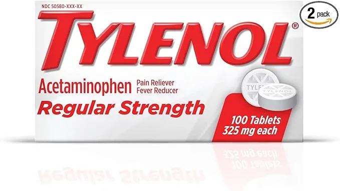 Tylenol Regular Strength Tablets, 100 Count (Pack of 2)