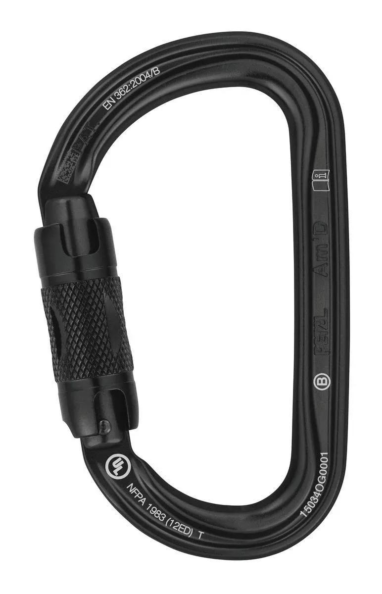 PETZL, Am'D Carabiner, Black, Twist-Lock