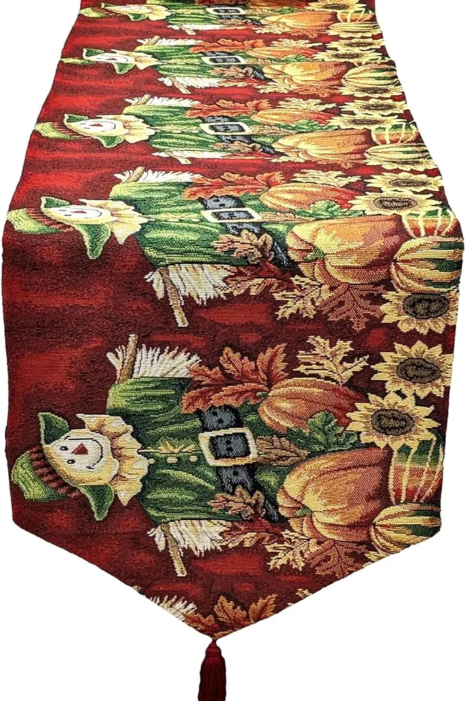 Pumpkin Patch Scarecrow Vintage Woven Tapestry Table Runners 13x90 - Farmhouse - Table Runners - by Tache Home Fashion | Houzz