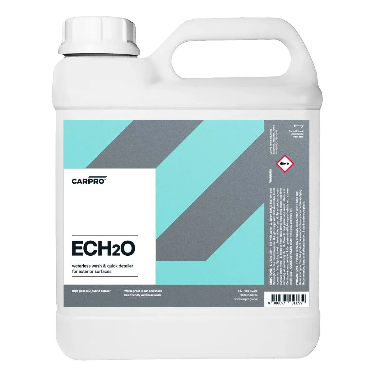 CARPRO ECH2O Waterless Wash, High Gloss Detail Spray, Rinse-Less Wash, and Clay Lubricant Concentrate - 4 Liter (135oz)