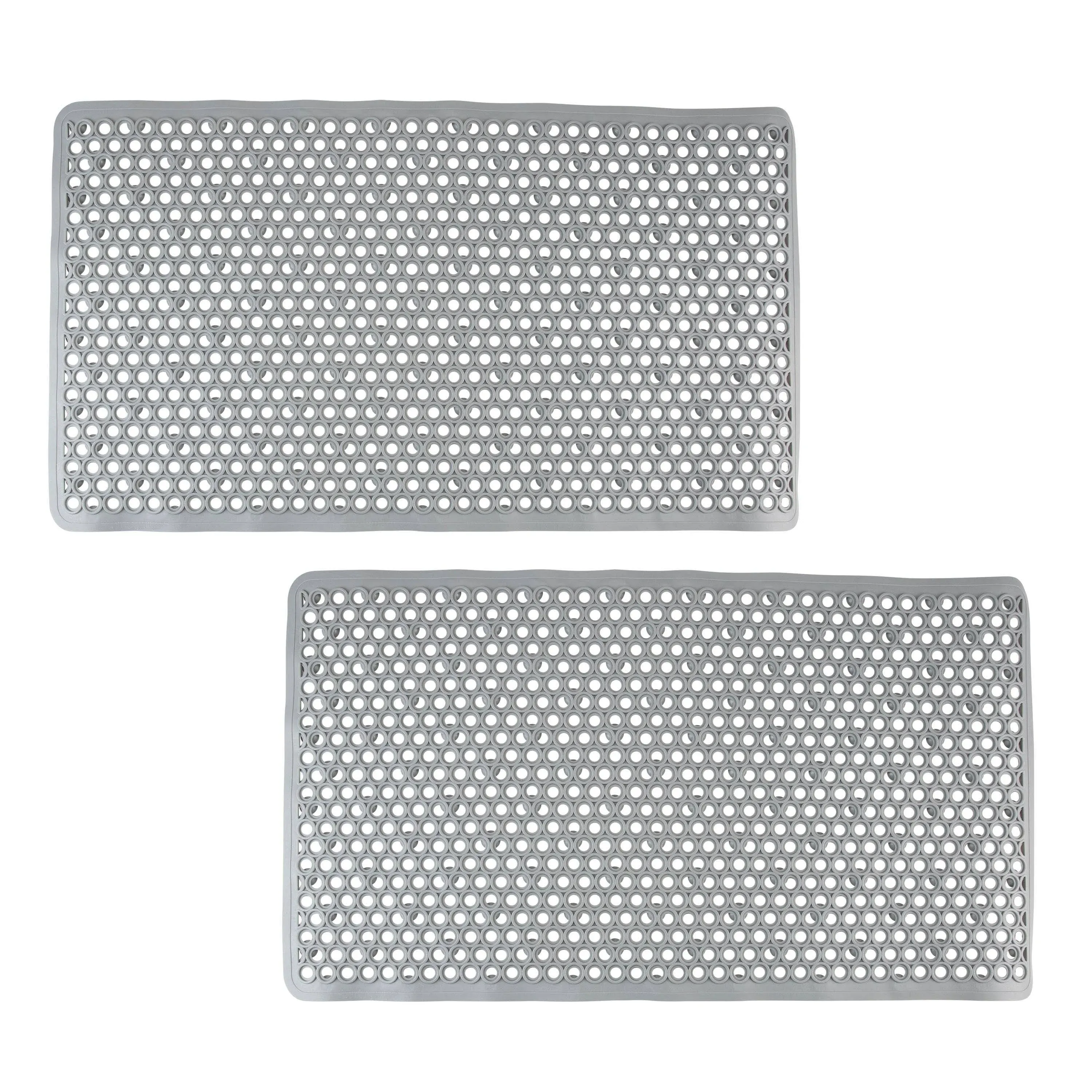 Bath Bliss 2 Pack Self-Draining Bath Mat - Grey - 28.25" x 16.14" x 0.2"