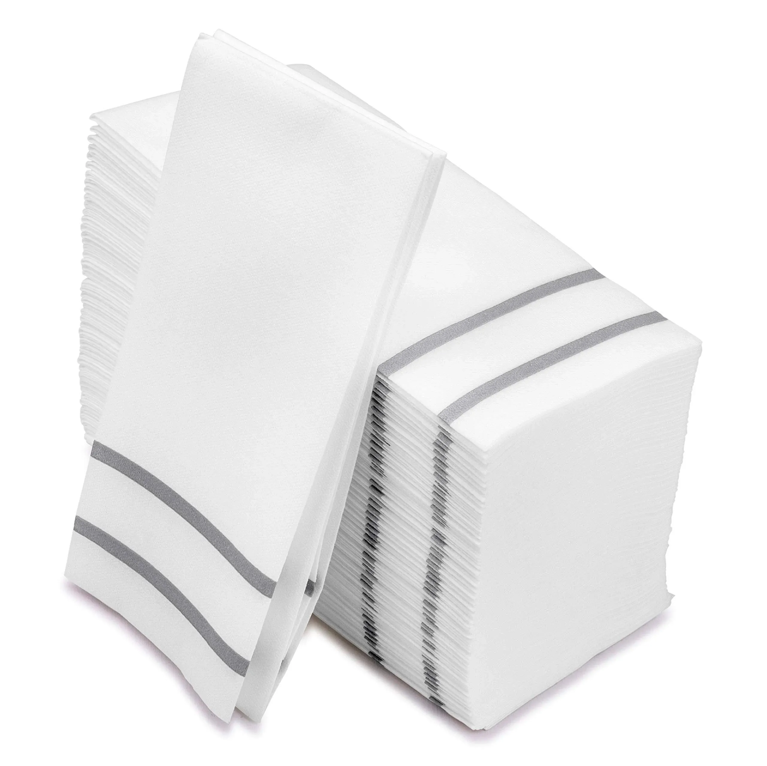 Fete Paper Hand Towels for Bathroom, Silver Design 50 Linen-Feel Guest Towels ...