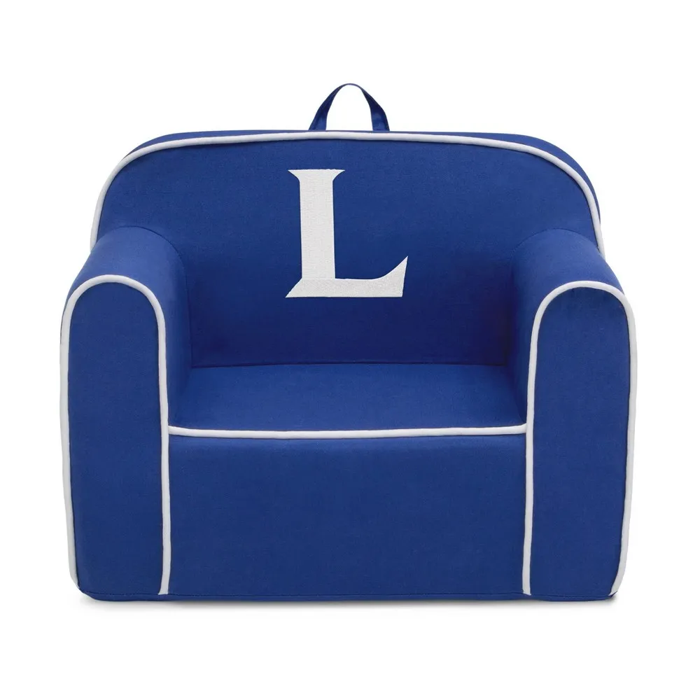 Delta Children Personalized Monogram Cozee Foam Kids' Chair - Customize with Letter L - 18 Months and Up - Navy & White