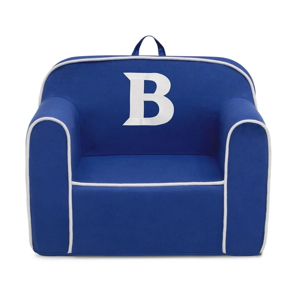 Delta Children Personalized Monogram Cozee Foam Kids' Chair - Customize with Letter B - 18 Months and Up - Navy & White