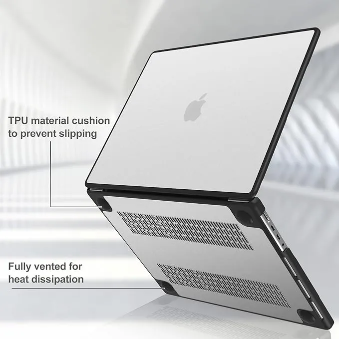 ProCase Case for MacBook Pro 16 Inch Laptop 2023 A2780 M2 / 2021 A2485 M1, TPU Shockproof Border and Translucent PC Frosted Back Case Cover Protective Case for MacBook Pro 16 Inch - Black