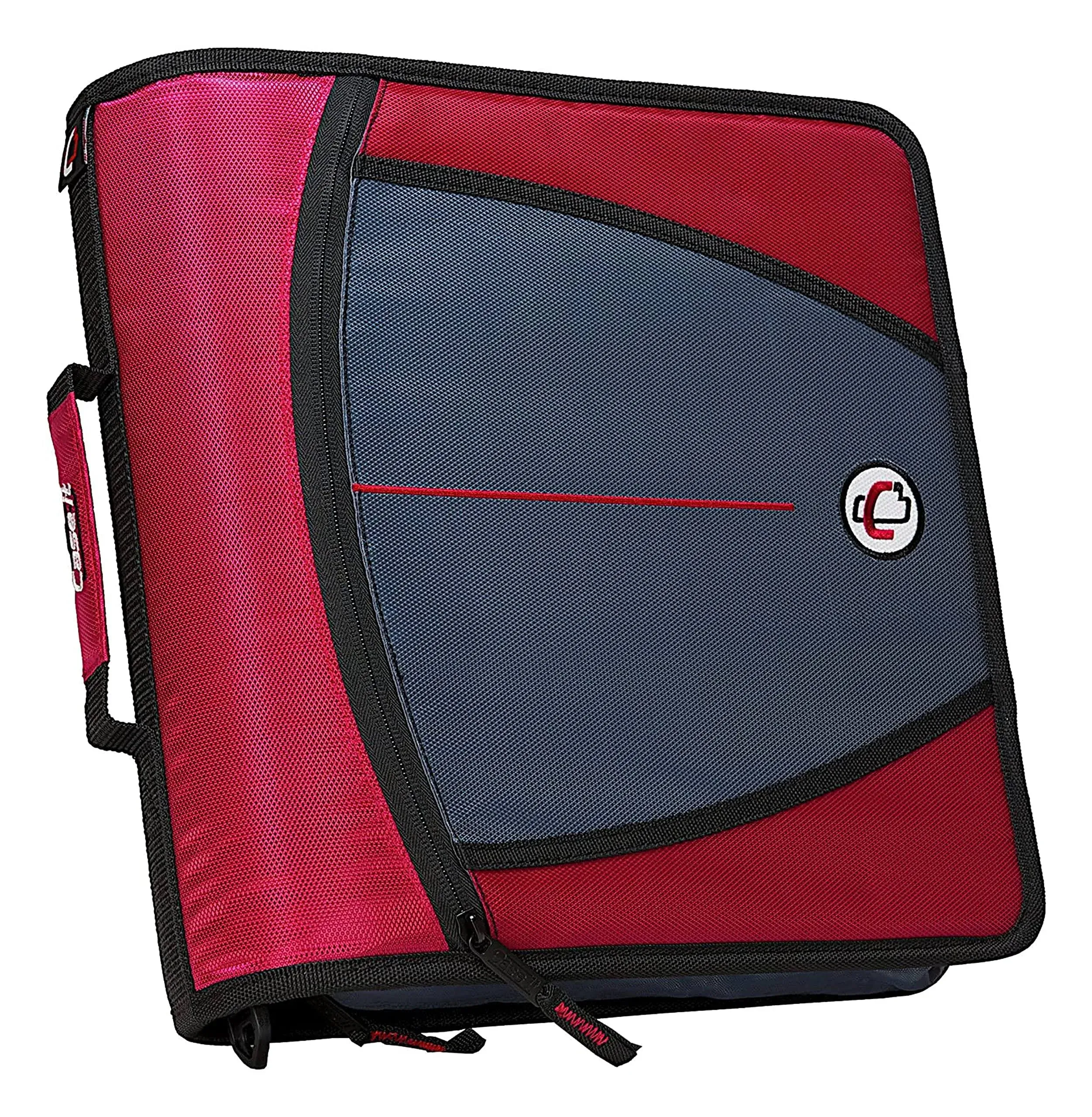 Case It Mighty Zip Tab Binder, 3 Rings, 3" Capacity, 11 x 8.5, Red