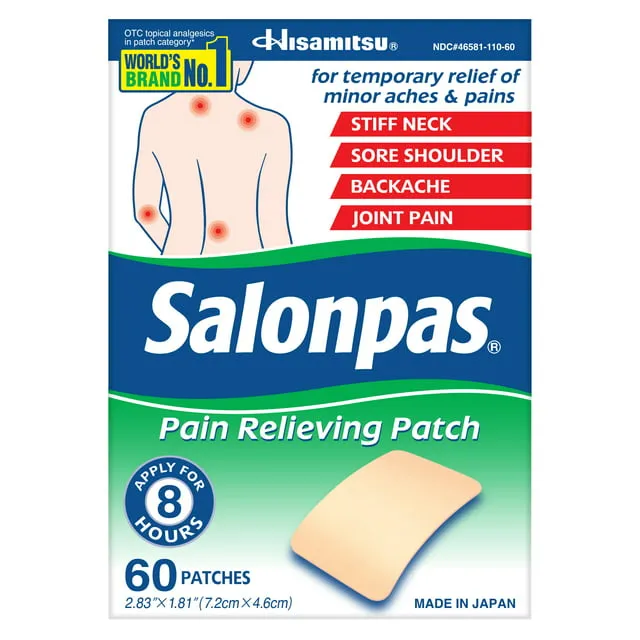 Salonpas Pain Relieving Patch, 140 Patches for Minor Aches, Pains Muscles Joints