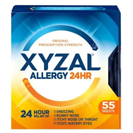 Xyzal Allergy Pills, 24-Hour Allergy Relief, 55-Count, Original Prescription Strength