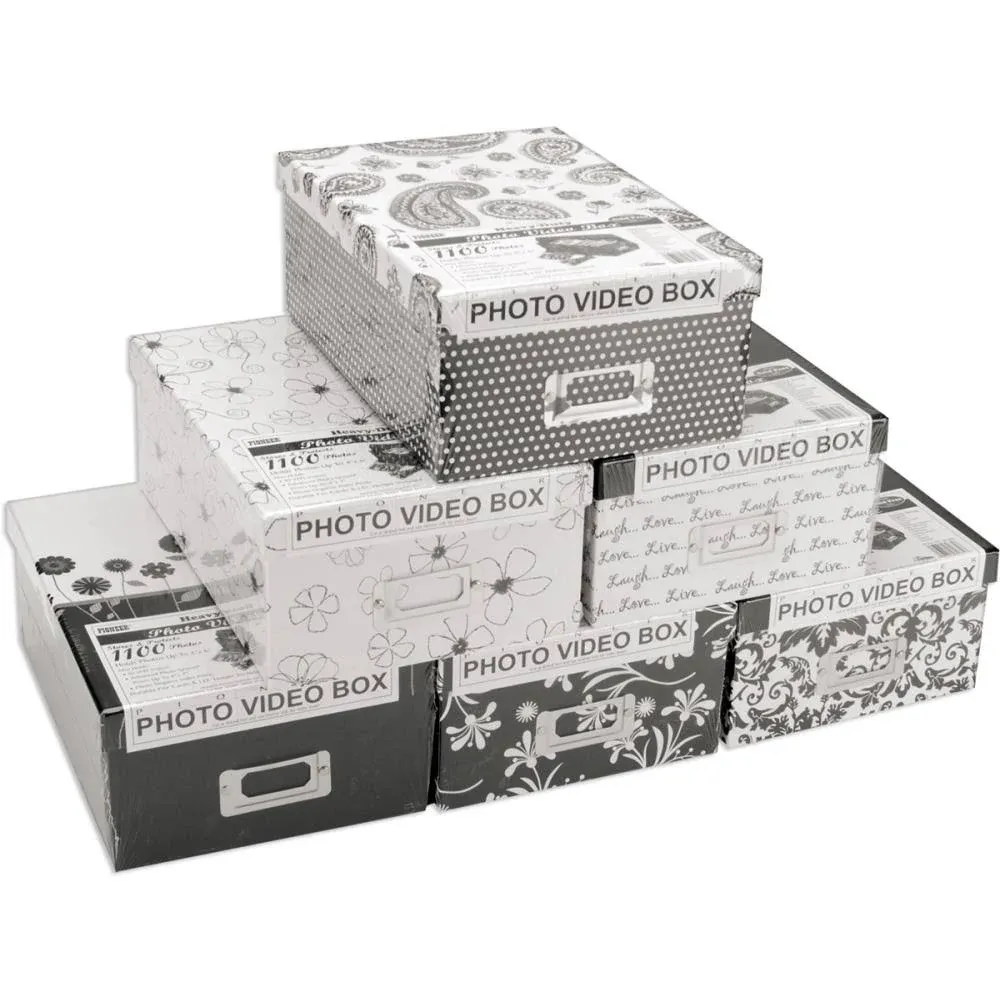 Pioneer Assorted Photo Storage Box, Black/White