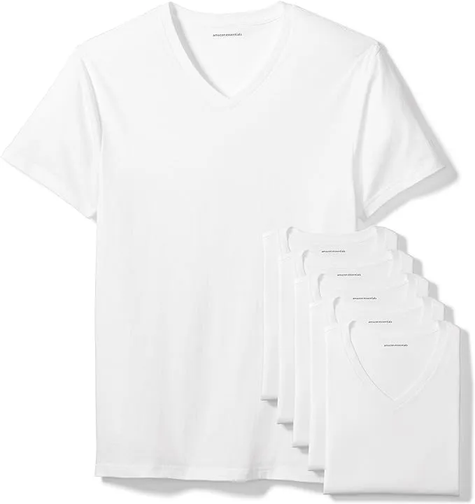 Amazon Essentials Men's V-Neck Undershirt, Pack of 6