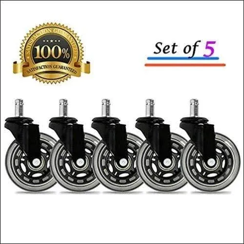 Universal Office Chair Caster Wheels Set of 5 Heavy Duty & Safe for All Floors ...