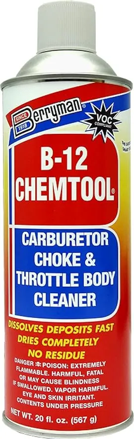 Berryman B-12 Chemtool Carburetor, Choke & Throttle Body Cleaner with Extension Tube [VOC Compliant In All 50 States], 20-ounce aerosol, 0120C