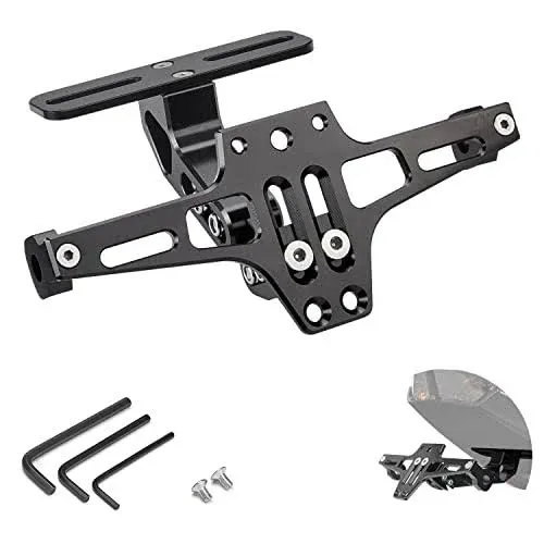 KEMIMOTO Motorcycle License Plate Bracket Fender Eliminator Kit Universal Motorcycle Tail Tidy Motorcycle License Plate Holder Mount Black