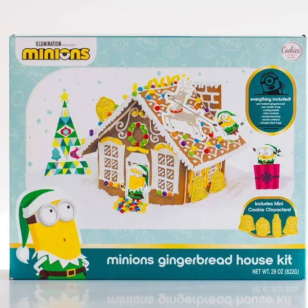 Minions Holiday Gingerbread House Kit - Everything Included - Candies and Cookie