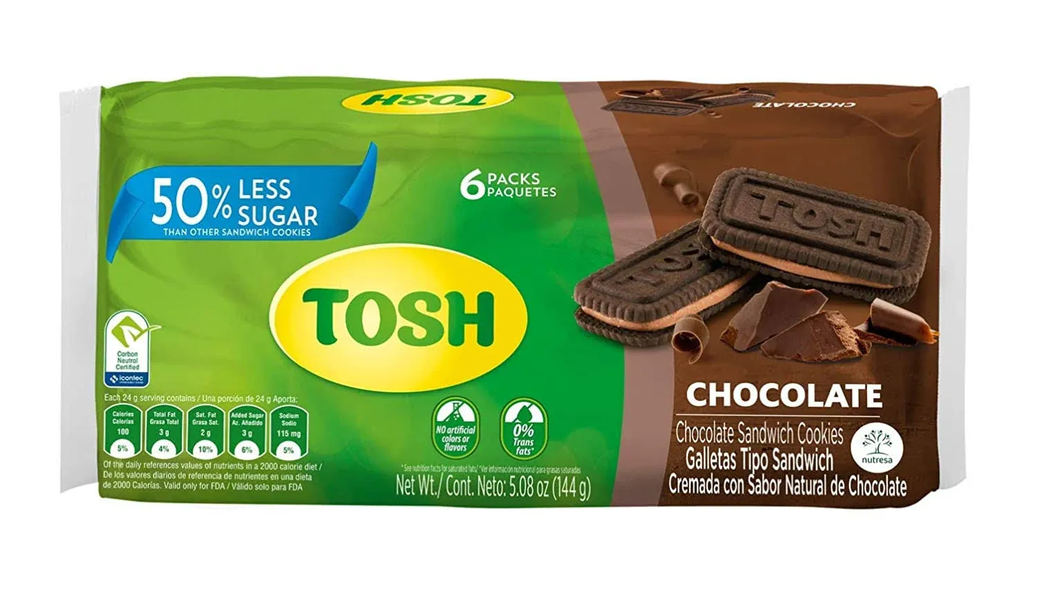 Tosh Assorted Cream Cookies | Includes Vanilla + Chocolate + Yogurt & Strawberry + Orange Mousse | Perfect for Breakfast | 20 Ounce (Pack of 24)