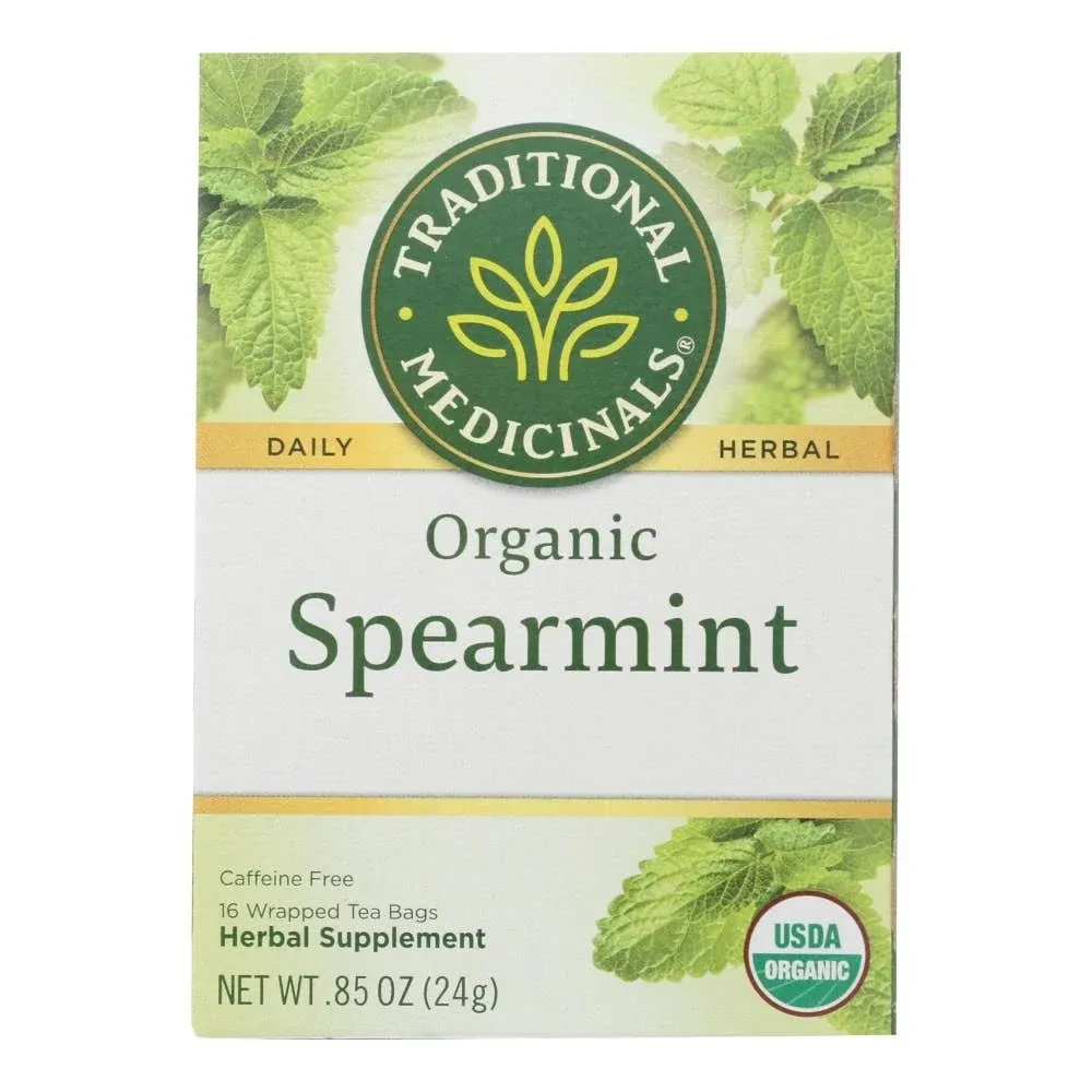 Traditional Medicinals Organic Spearmint Herbal Tea, 16 BG [Pack of 6]