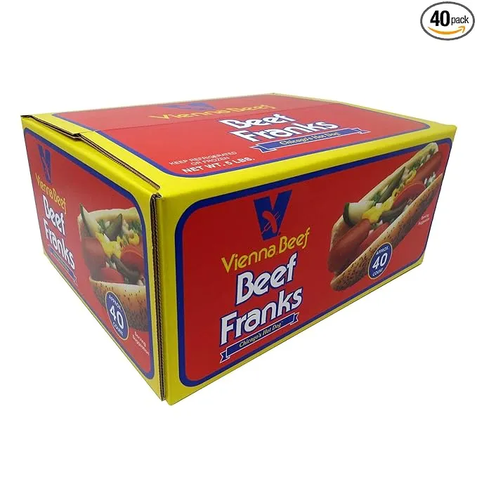 Vienna® Beef Regular Skinless Franks 6" 8:1 5 lbs. (Approximately 40 Franks)