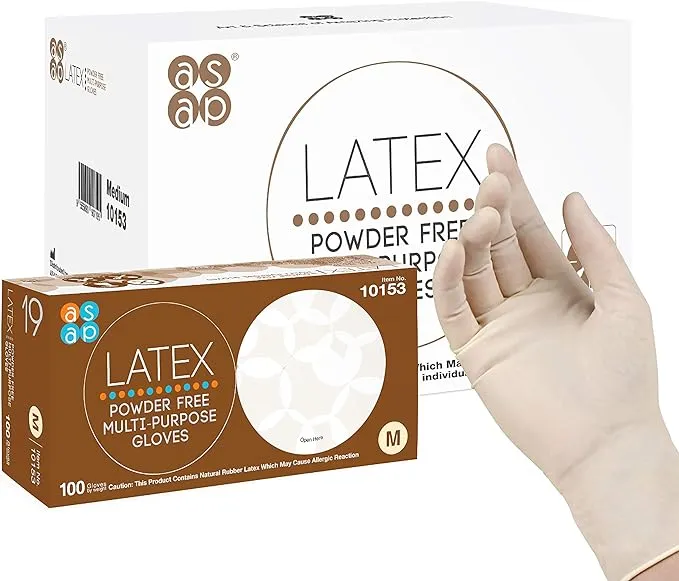 ASAP Latex Powder Free Multi-purpose Gloves, Disposable, 4.0 mil, Natural Latex