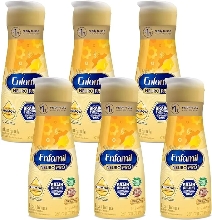 Enfamil Infant Formula, Ready to Use, 8 Fluid Ounce Bottles, 6 Pack