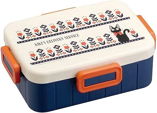 Kiki's Delivery Service Bento Lunch Box (21.98oz) - Cute Lunch Carrier with Secure 4-Point Locking Lid - Authentic Japanese Design - Durable, Microwave and Dishwasher Safe - Modern