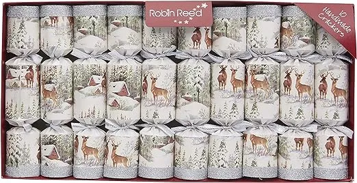 Robin Reed Handmade English Festive Party Decorations - 10 x 8.5 inch - Silver Glitter Snowman