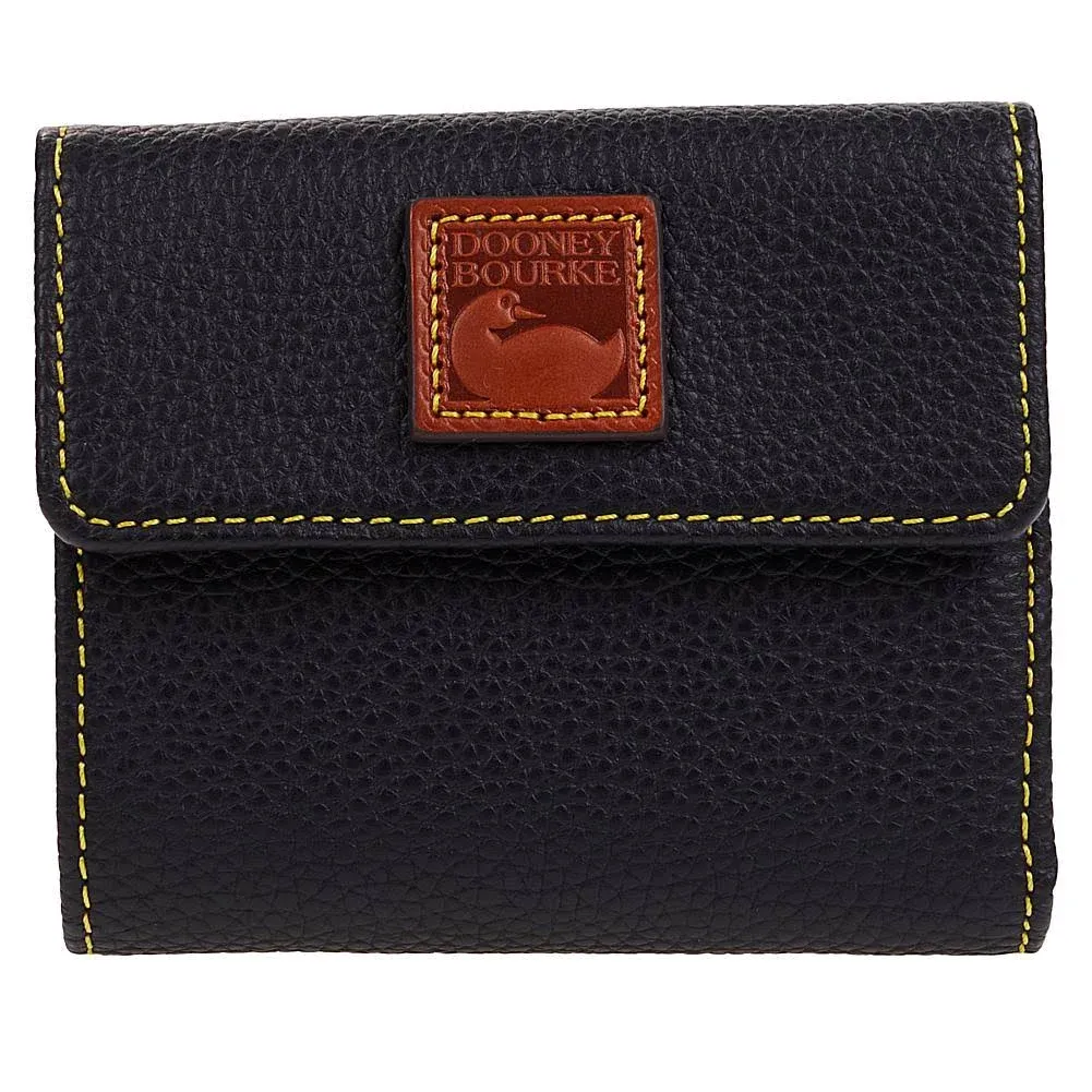 Dooney & Bourke Pebble Leather Small Flap Wallet ,Black