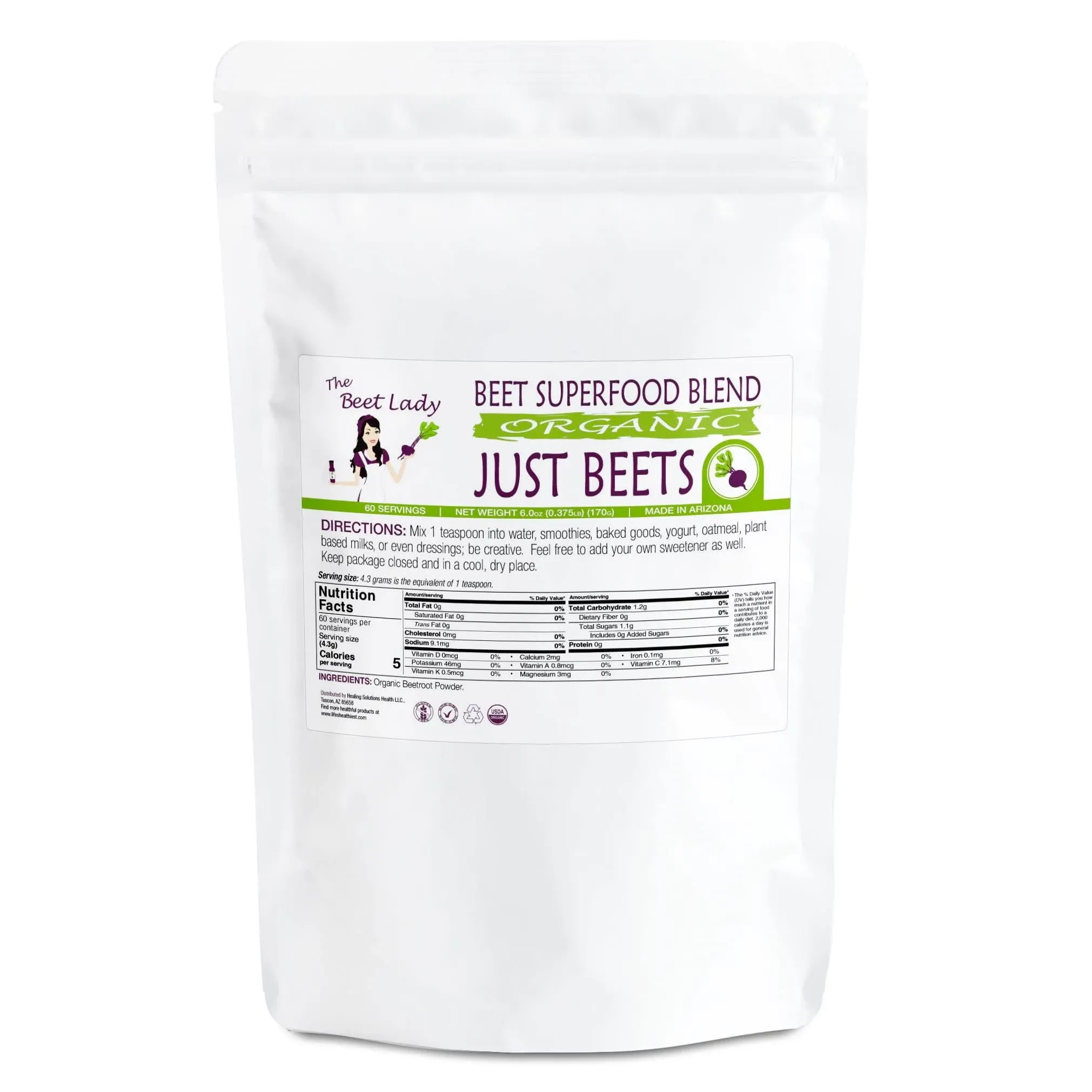 The Beet Lady Just Beets Beet Superfood Powder - 100% Bio-Available Nutrients ...