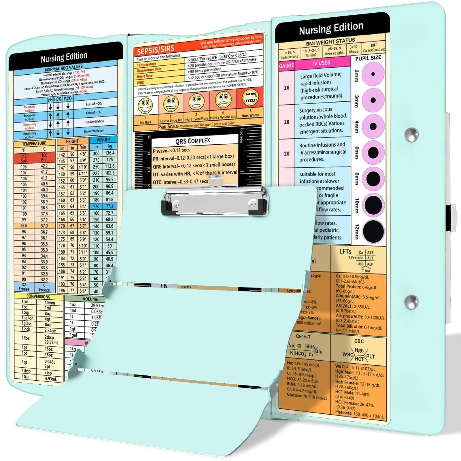 Nursing Clipboard Foldable Clipboard Medical: Nursing Edition Cheat Sheets Alumi