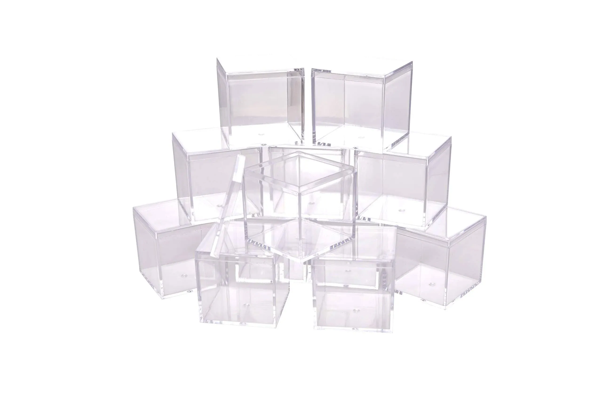 Clear Acrylic Plastic Small Square Cube Candy Party Treat Gift Box Boxes Contain