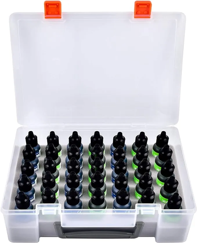 Alcohol Ink Storage Organizer Carrying Case, Holds 35pcs 0.35oz, 0.5oz Bottles of Alcohol Ink Set/for Stickles Glitter Glue/for Glossy Accents/for Reinkers, Paint Travel Box Container (Case Only)