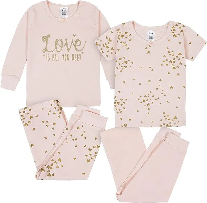 Gerber Baby & Toddler Girls' 4-Piece Snug Fit Cotton Pajama Set