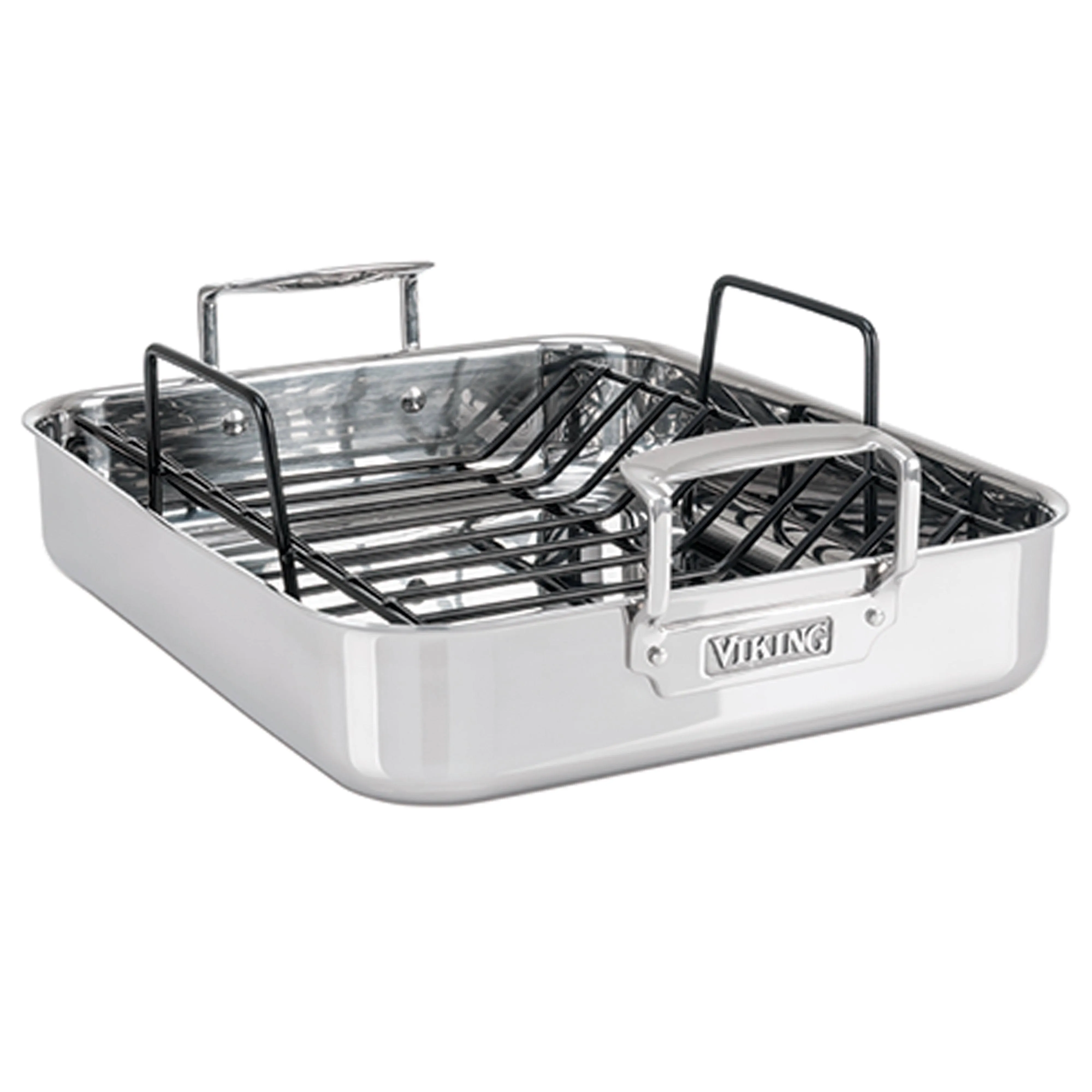 Viking Culinary 3-Ply Stainless Steel Roasting Pan, Includes a Nonstick Rack