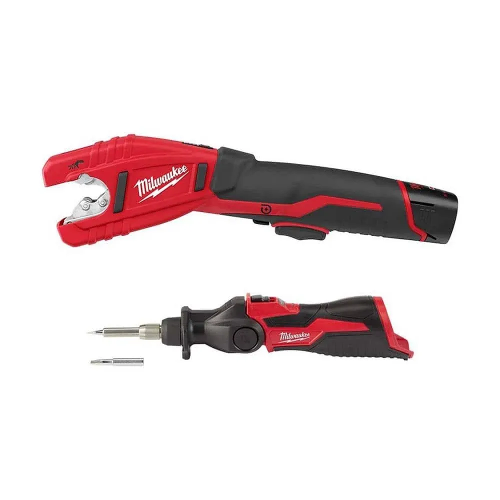 Milwaukee M12 Copper Tubing Cutter Kit 12 Volt Cordless Charger Battery Case