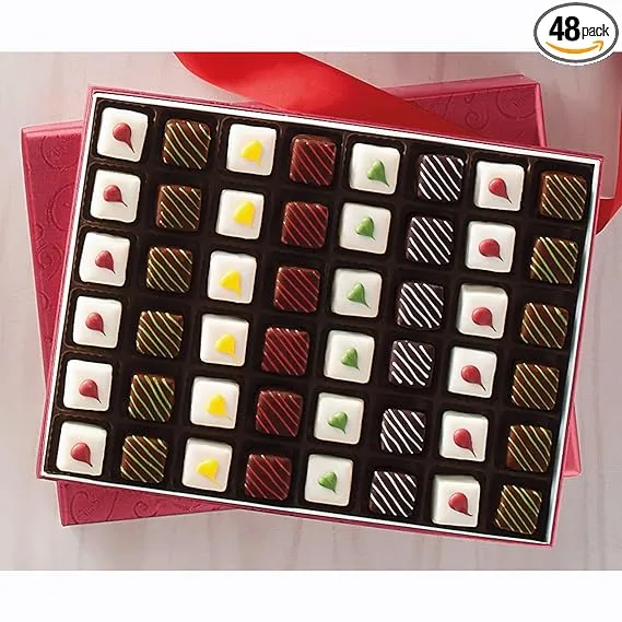 The Swiss Colony Christmas Petits Fours - Assorted Chocolate and Swiss Creme Gourmet Mini Layer Cakes Holiday Gift Pack of 48