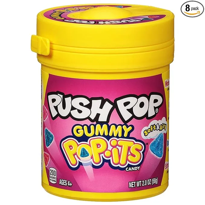 Push Pop Pop-Its Halloween Candy - 8 Ct Bulk Chewy Gummies in Assorted Fruity Flavors - Fun Gummy Candy For Halloween Candy Bowls, Party Favors, and Trick Or Treat Halloween Goodie Bags