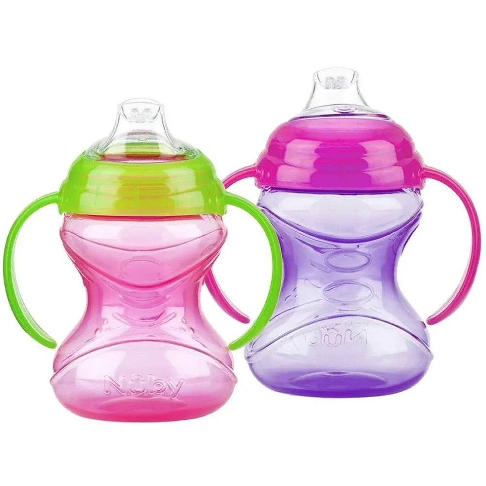 Nuby Clik-It GripN'Sip Cup - 2 Pack, Pink and Purple