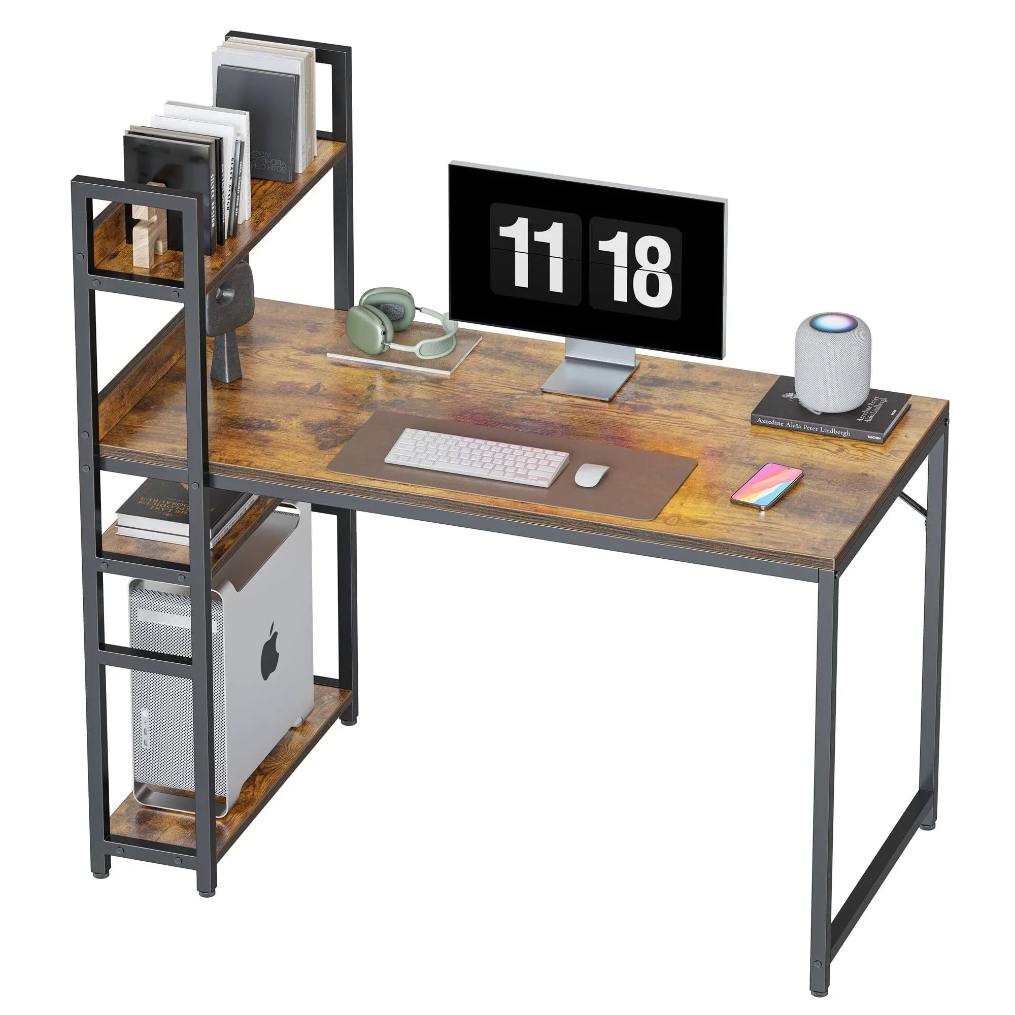 Cubicubi Computer Desk 47 inch with Storage Shelves Study Writing Table for Home