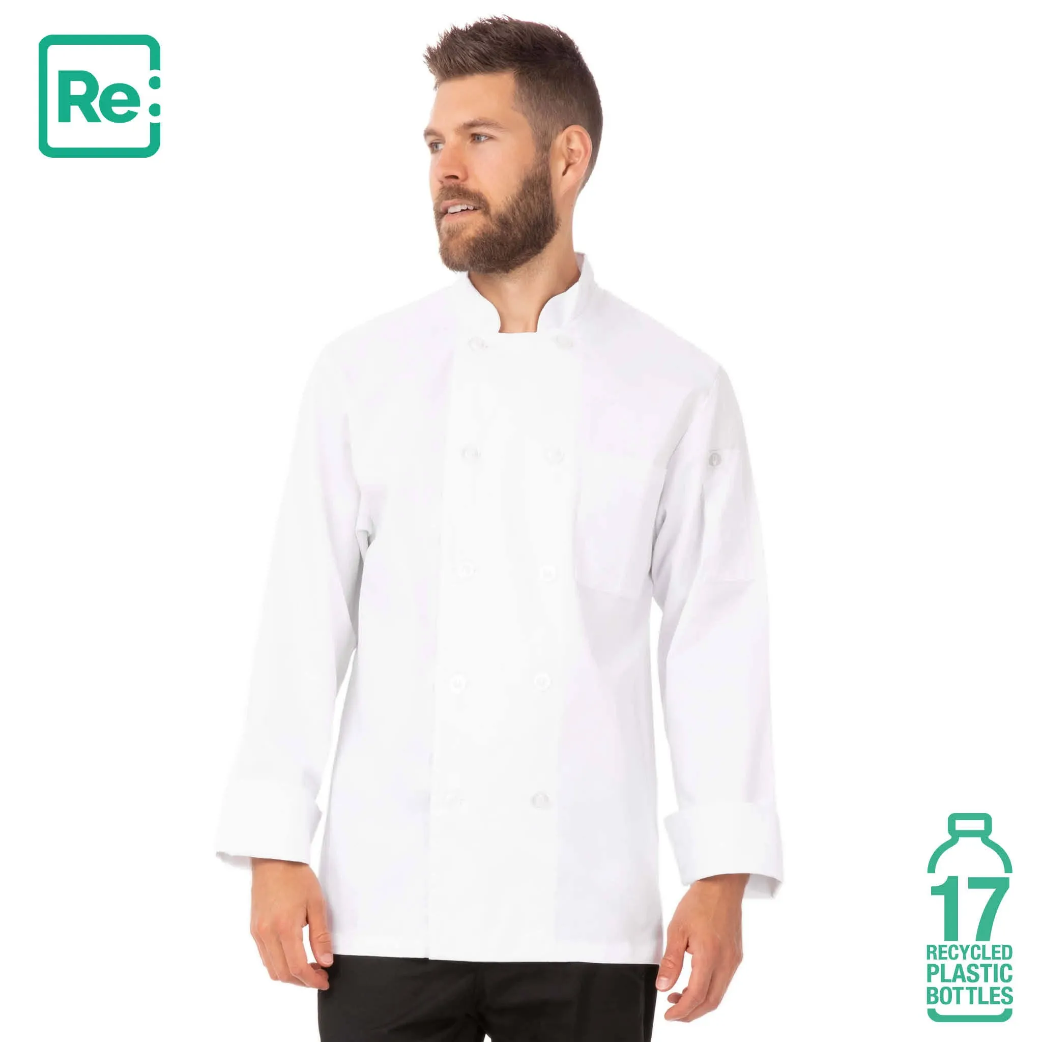 WCCWWHTXL Chef Works Men's Double-Breasted Le Mans Chef Coat