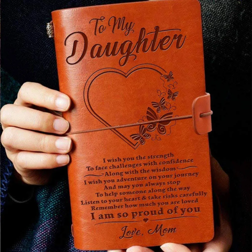 Dafuz to My Daughter Leather Journal from Mom, Personalized Leather Notebook ...