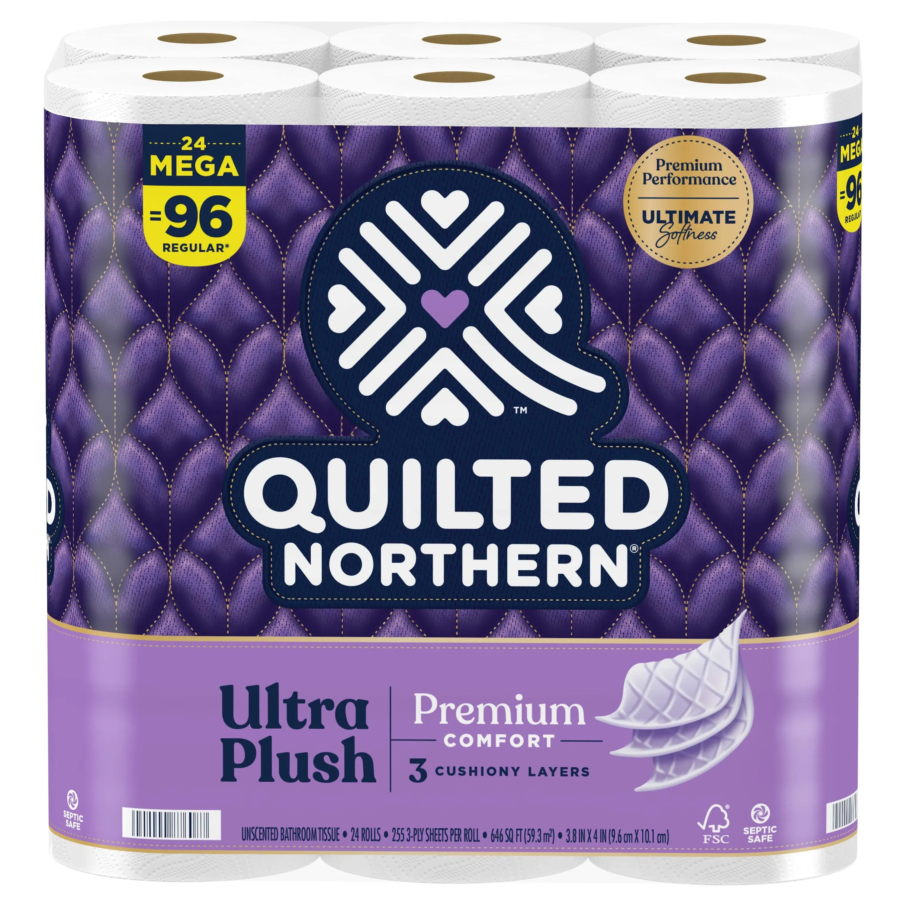 Quilted Northern Ultra Plush Toilet Paper, 4 Mega Rolls = 16 Regular Rolls, 3 Ply Bath Tissue