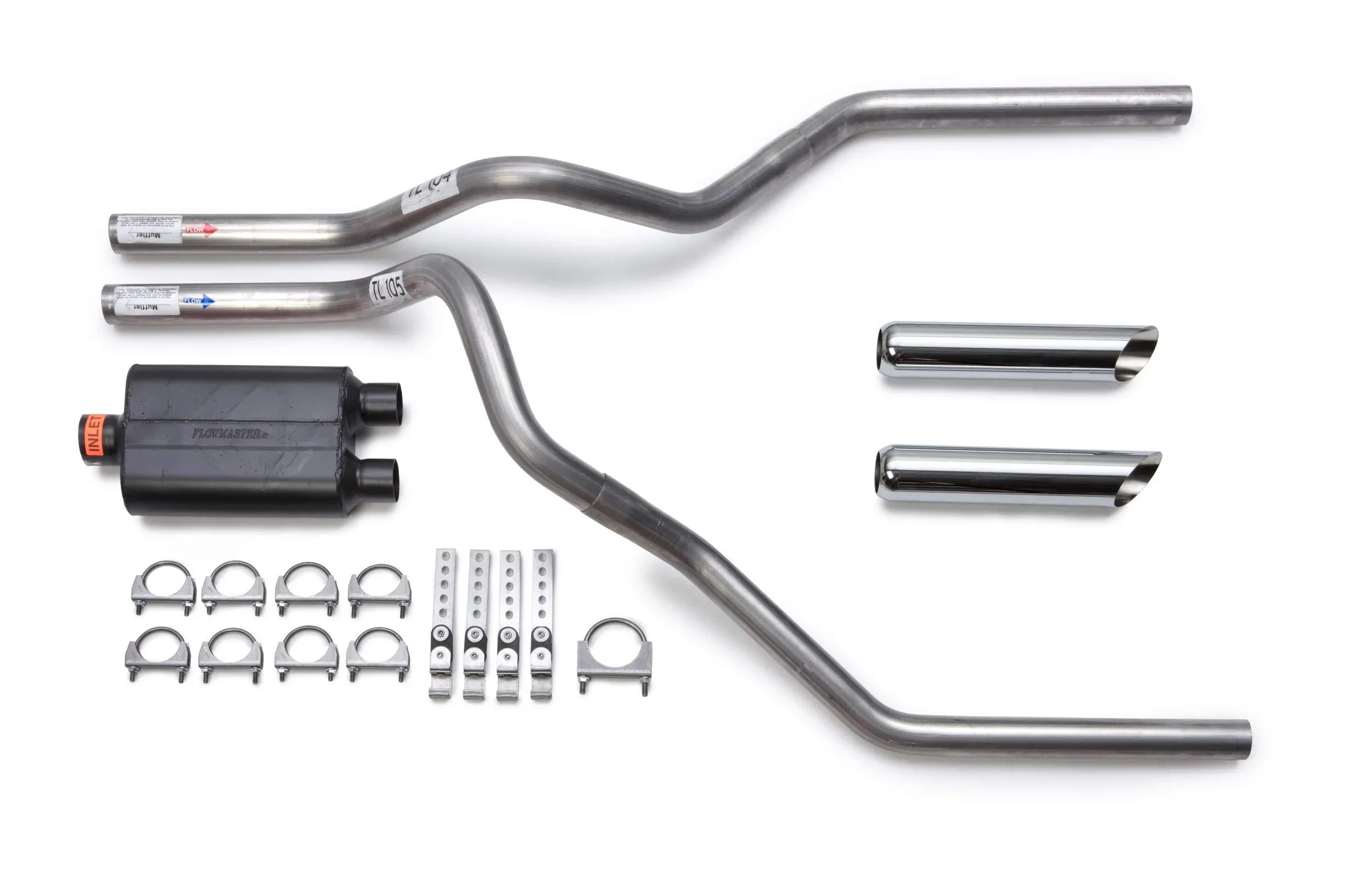 Flowmaster Super 44 Mandrel-Bent Aluminized Dual Truck Exhaust Kit w/Chrome Tips ...